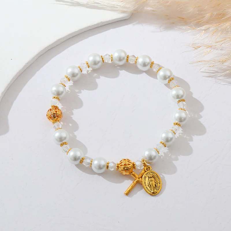 Simple Cross Pearl Bracelet Amen Artisan - Image 5