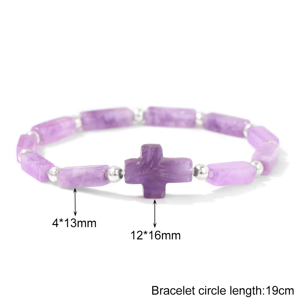 Cross Purple Stone Bracelet Amen Artisan - Image 3