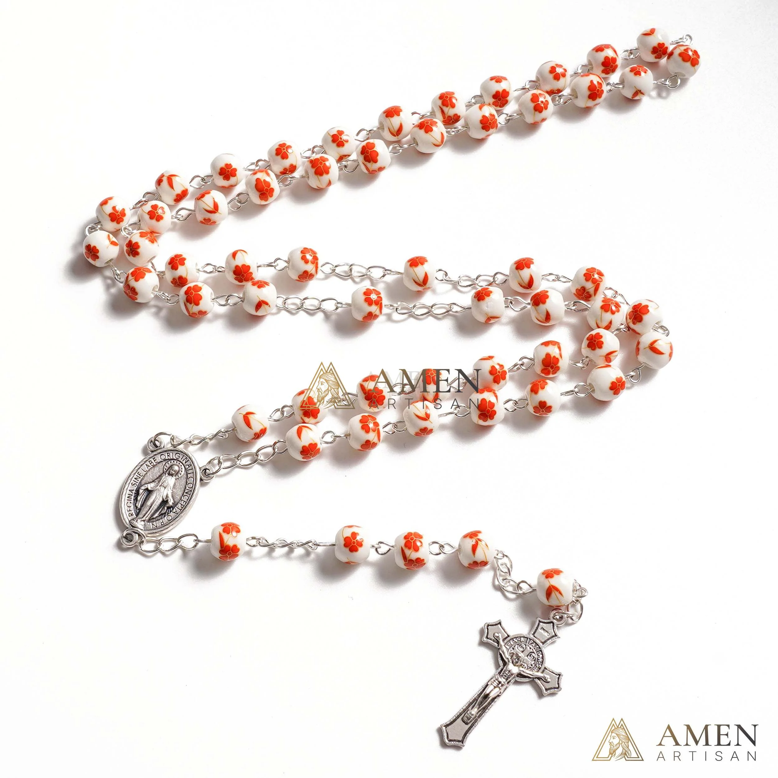 Four Leaf Clover Ceramic Rosary Amen Artisan - Image 4