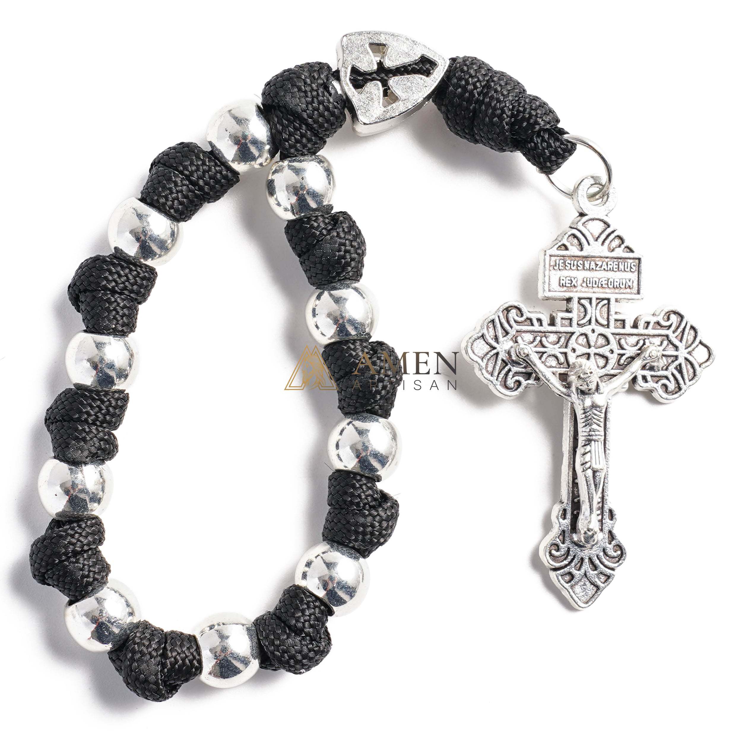【Deal Today】Military-Grade Paracord Pocket Rosary with Antique Bronze Beads Amen Artisan - Image 10