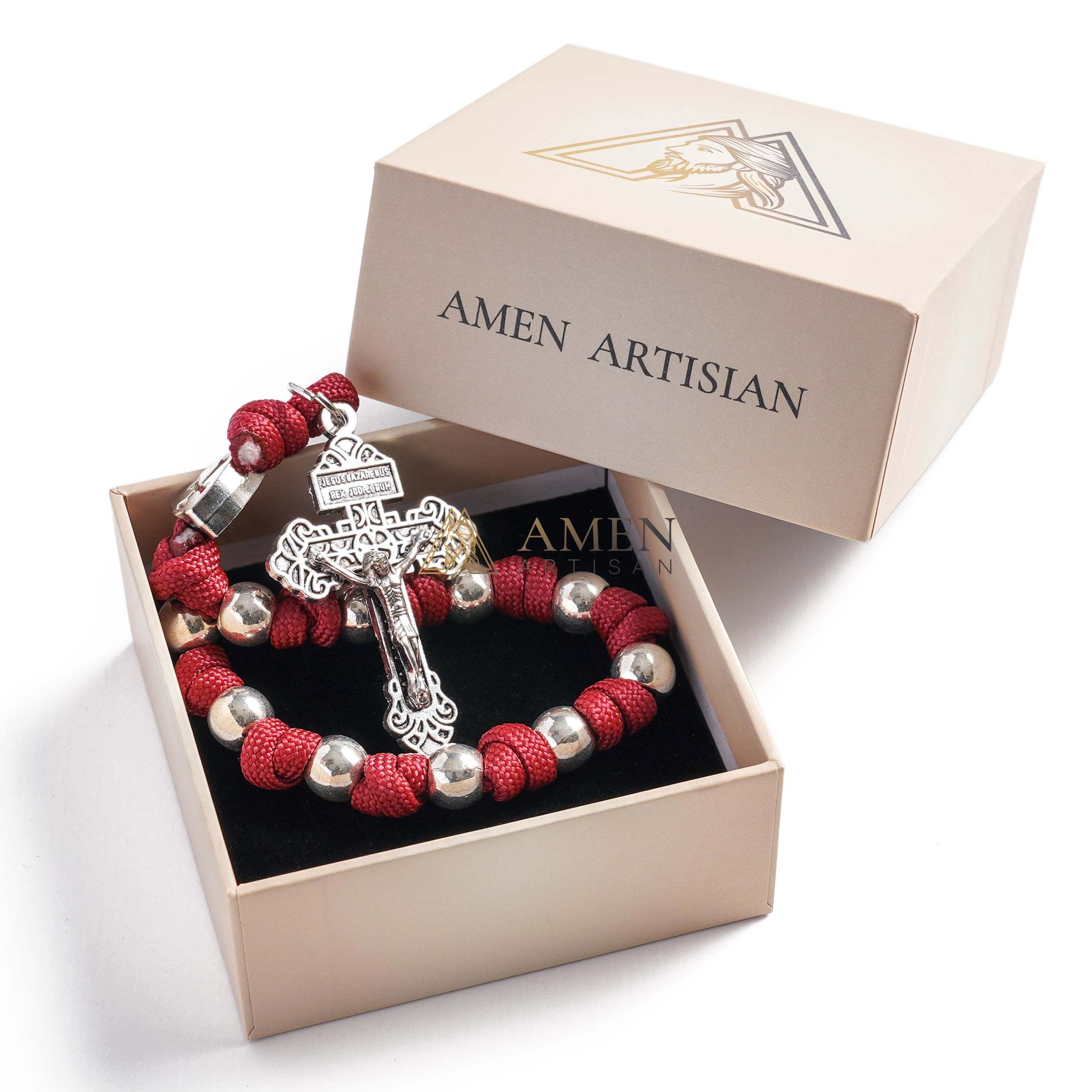 【Deal Today】Military-Grade Paracord Pocket Rosary with Antique Bronze Beads Amen Artisan - Image 11