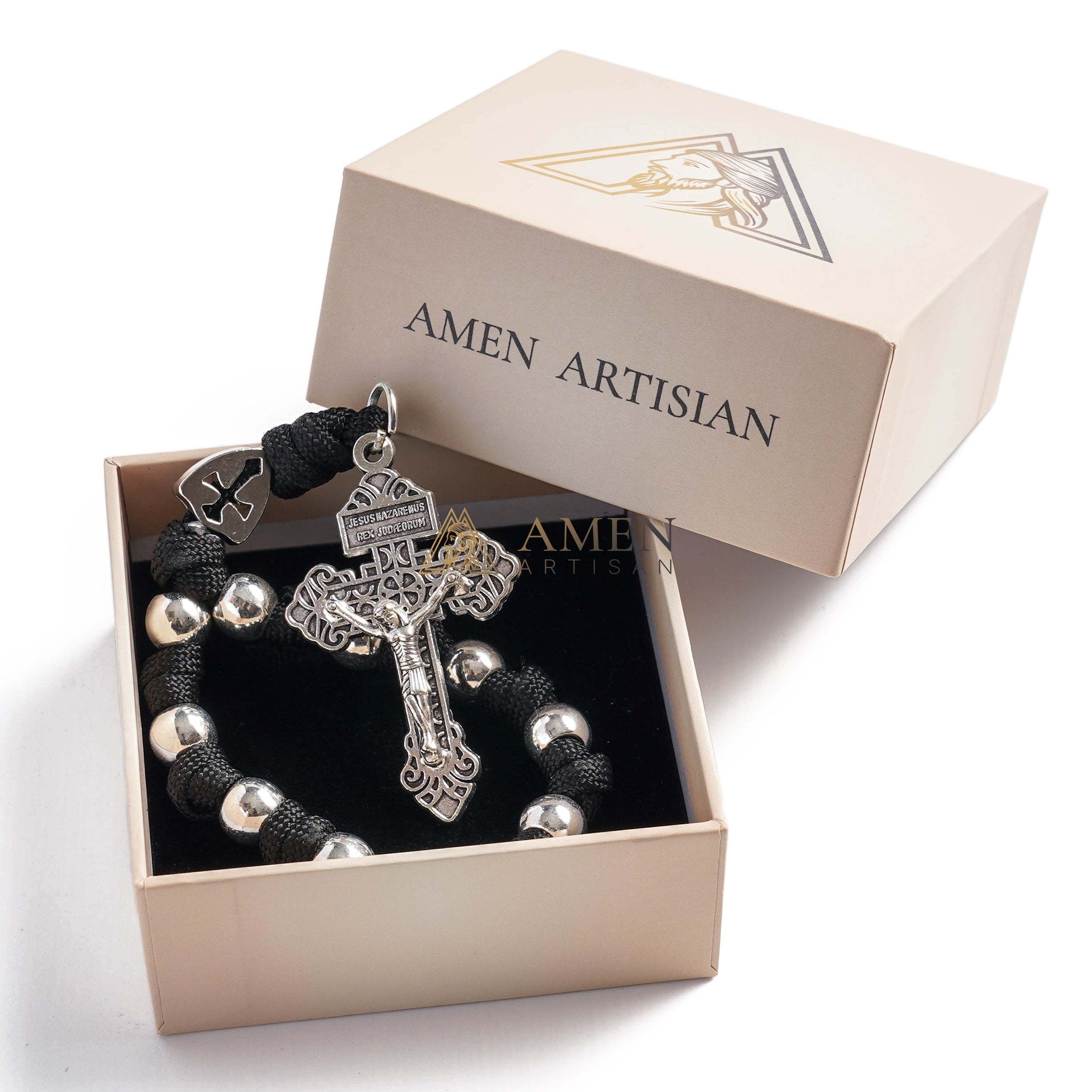 【Deal Today】Military-Grade Paracord Pocket Rosary with Antique Bronze Beads Amen Artisan - Image 13