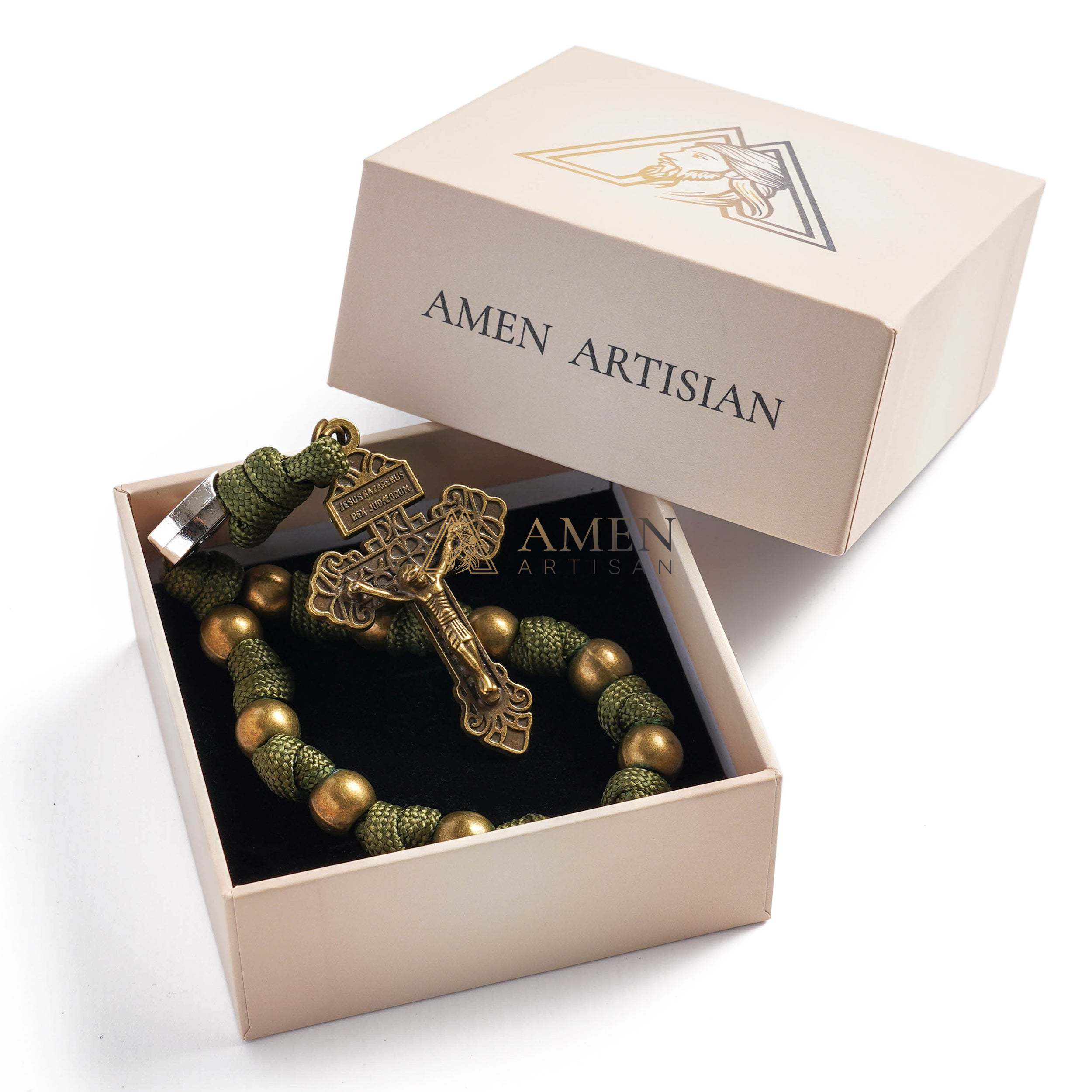 【Deal Today】Military-Grade Paracord Pocket Rosary with Antique Bronze Beads Amen Artisan - Image 6