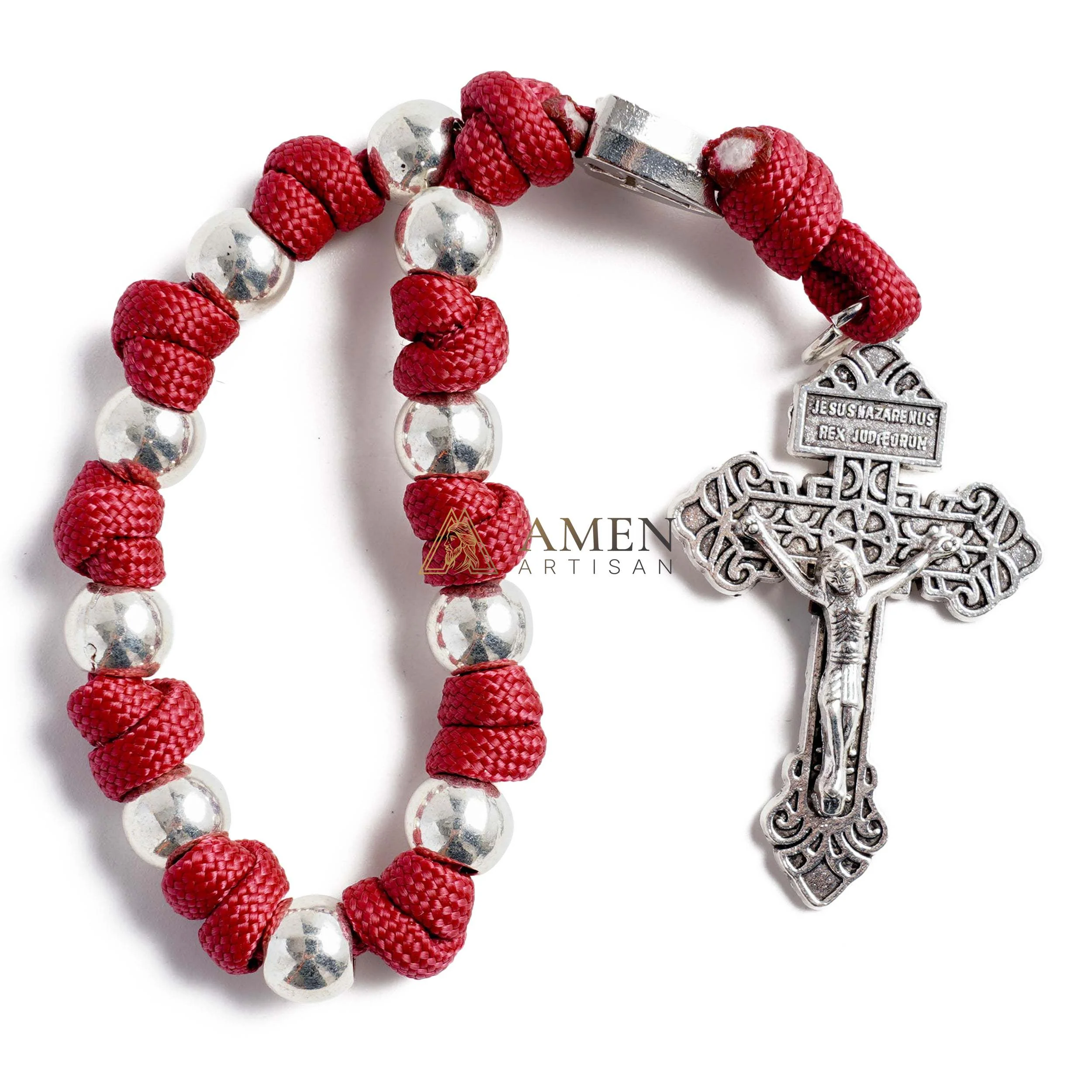 【Deal Today】Military-Grade Paracord Pocket Rosary with Antique Bronze Beads Amen Artisan - Image 8