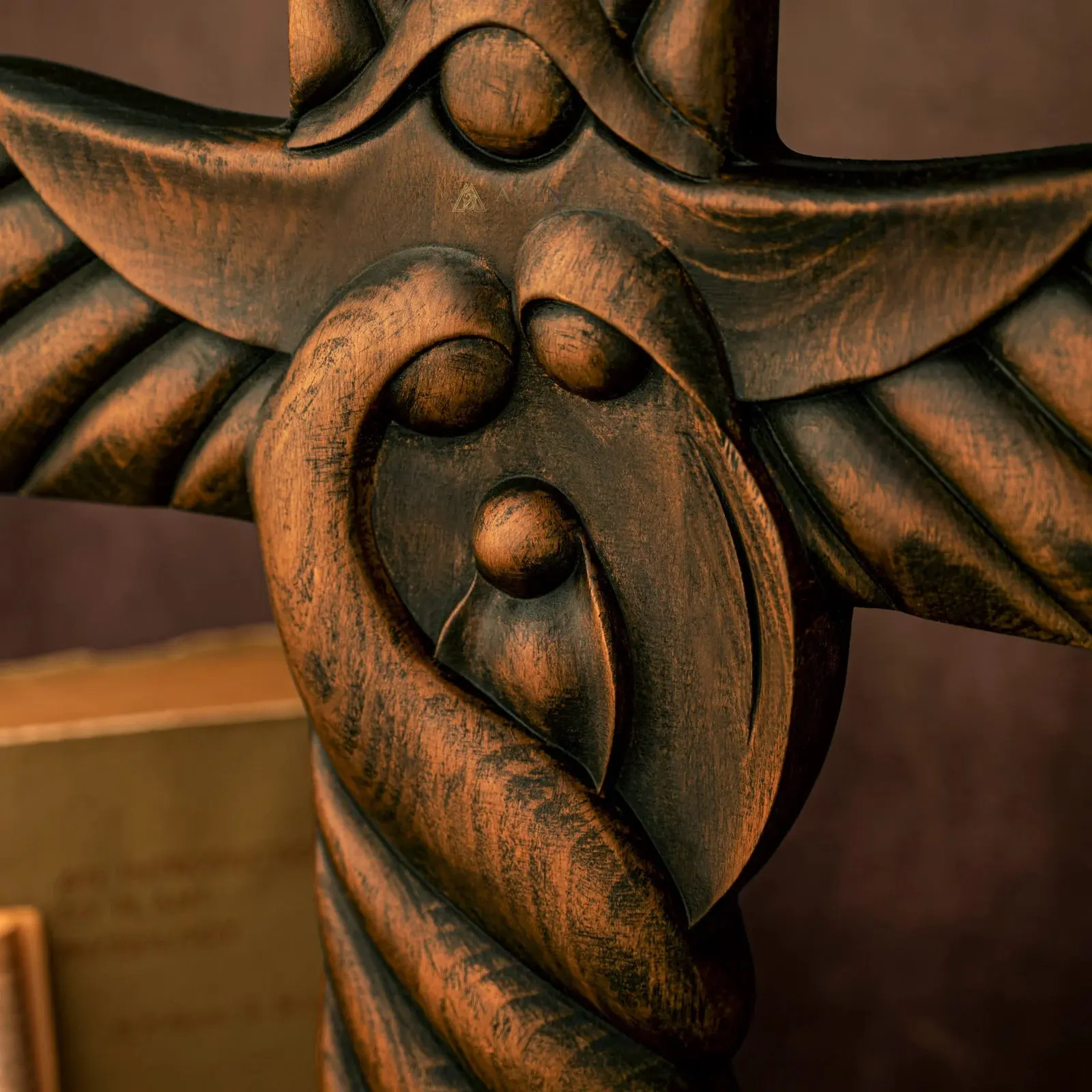 Holy Family Cross Wood Carving - Image 4
