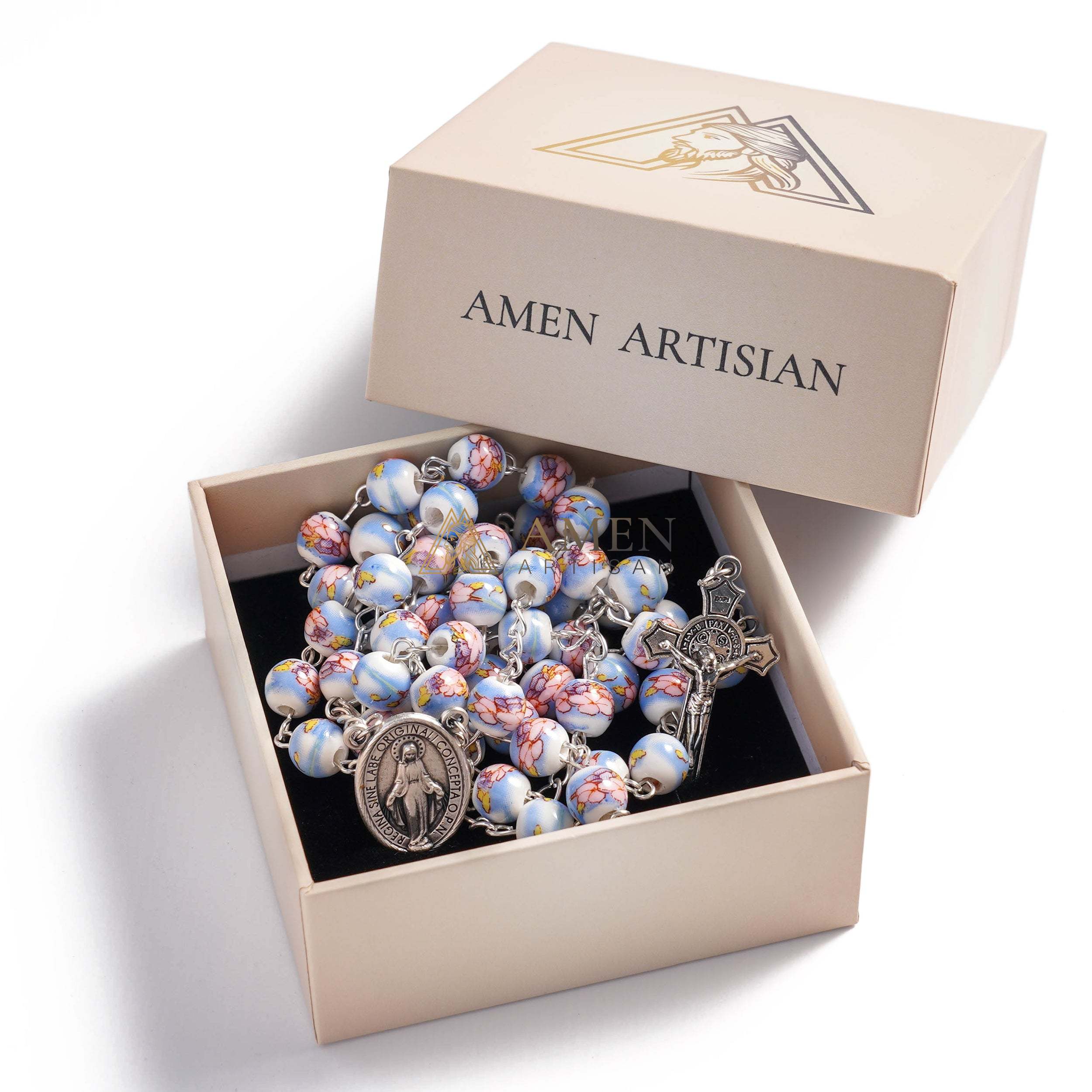 Magnolia Ceramic Rosary Amen Artisan - Image 5
