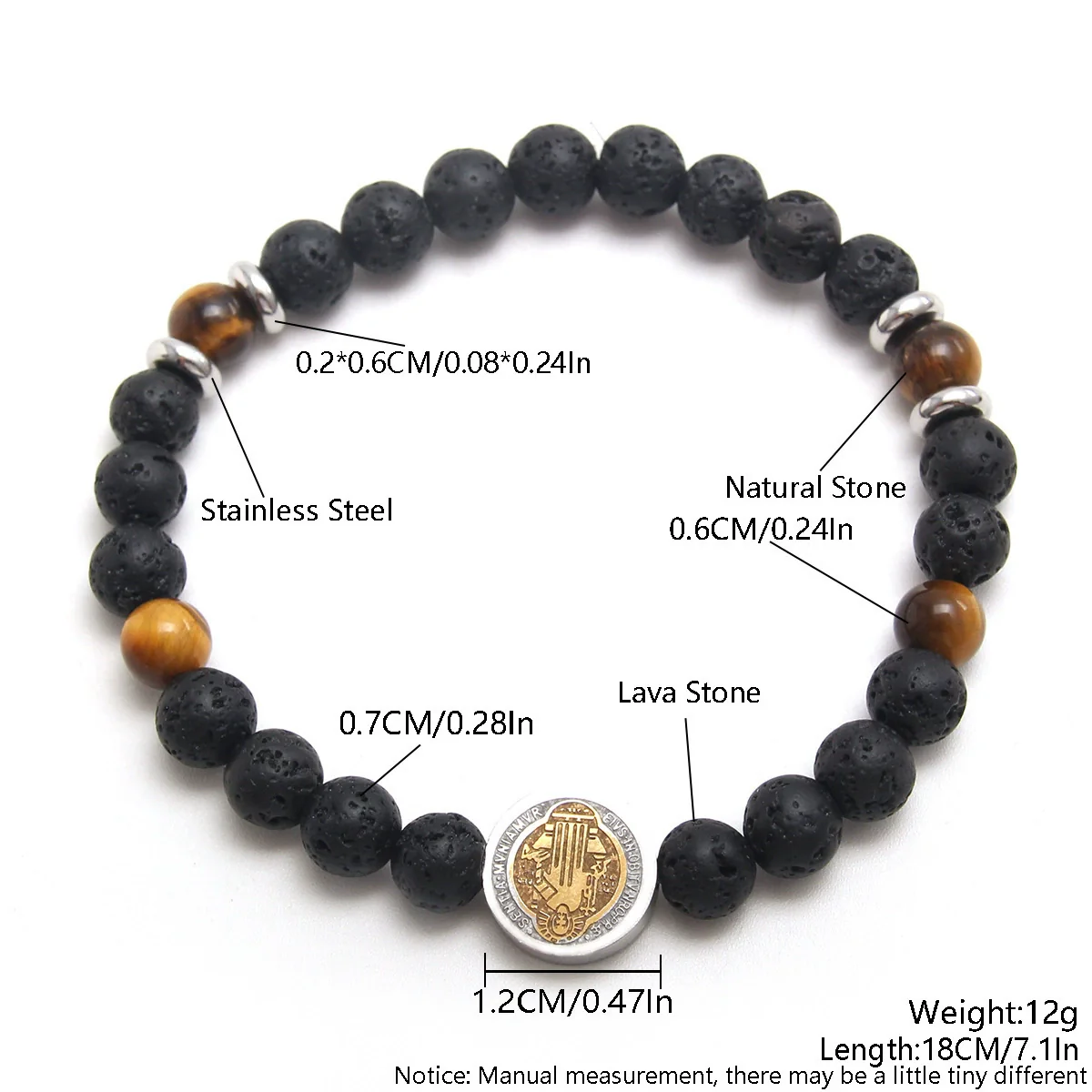 Obsidian Volcanic Stone Beaded Bracelet - Image 5
