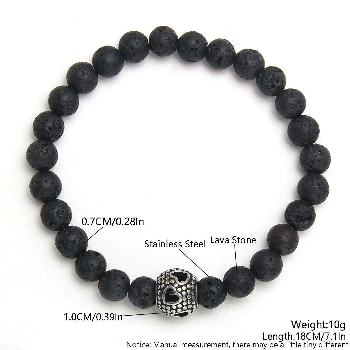 Obsidian Volcanic Stone Beaded Bracelet - Image 6