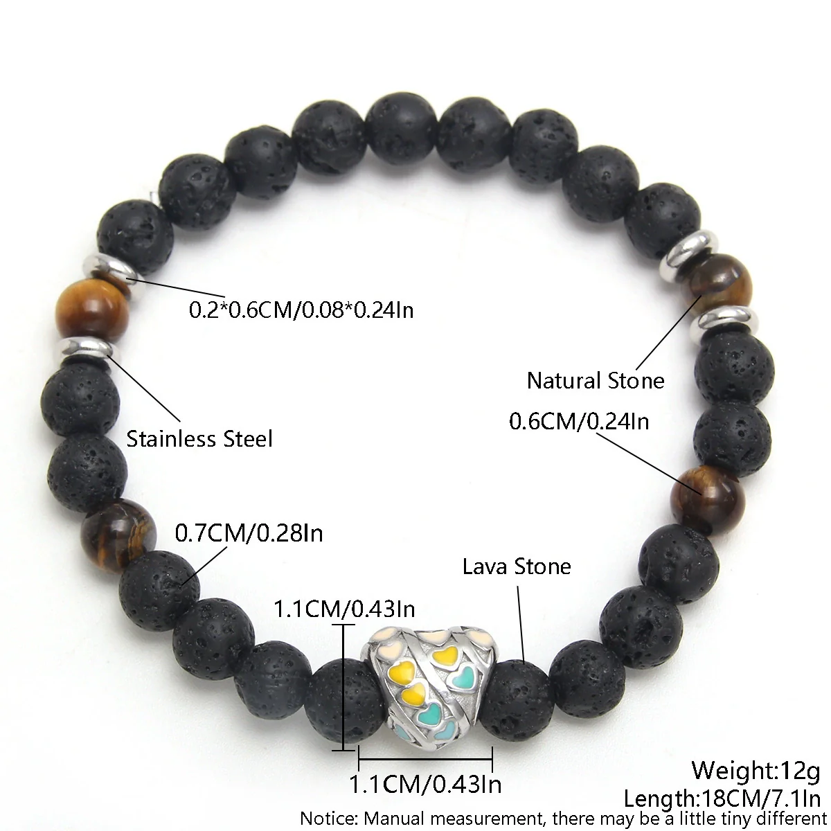 Obsidian Volcanic Stone Beaded Bracelet - Image 7