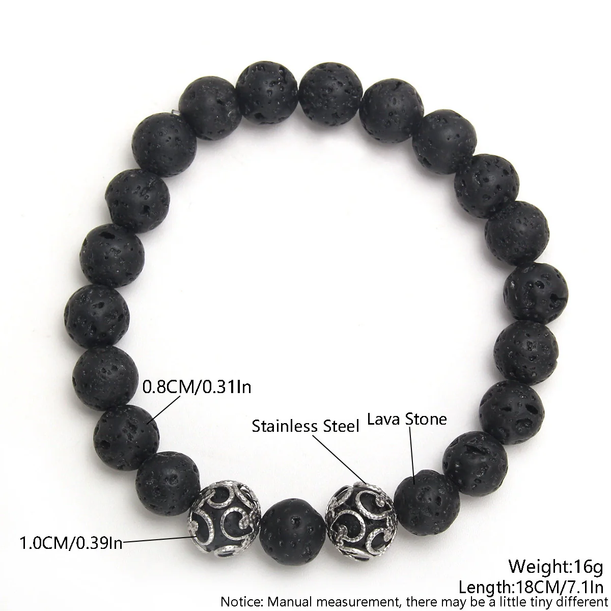 Obsidian Volcanic Stone Beaded Bracelet - Image 8