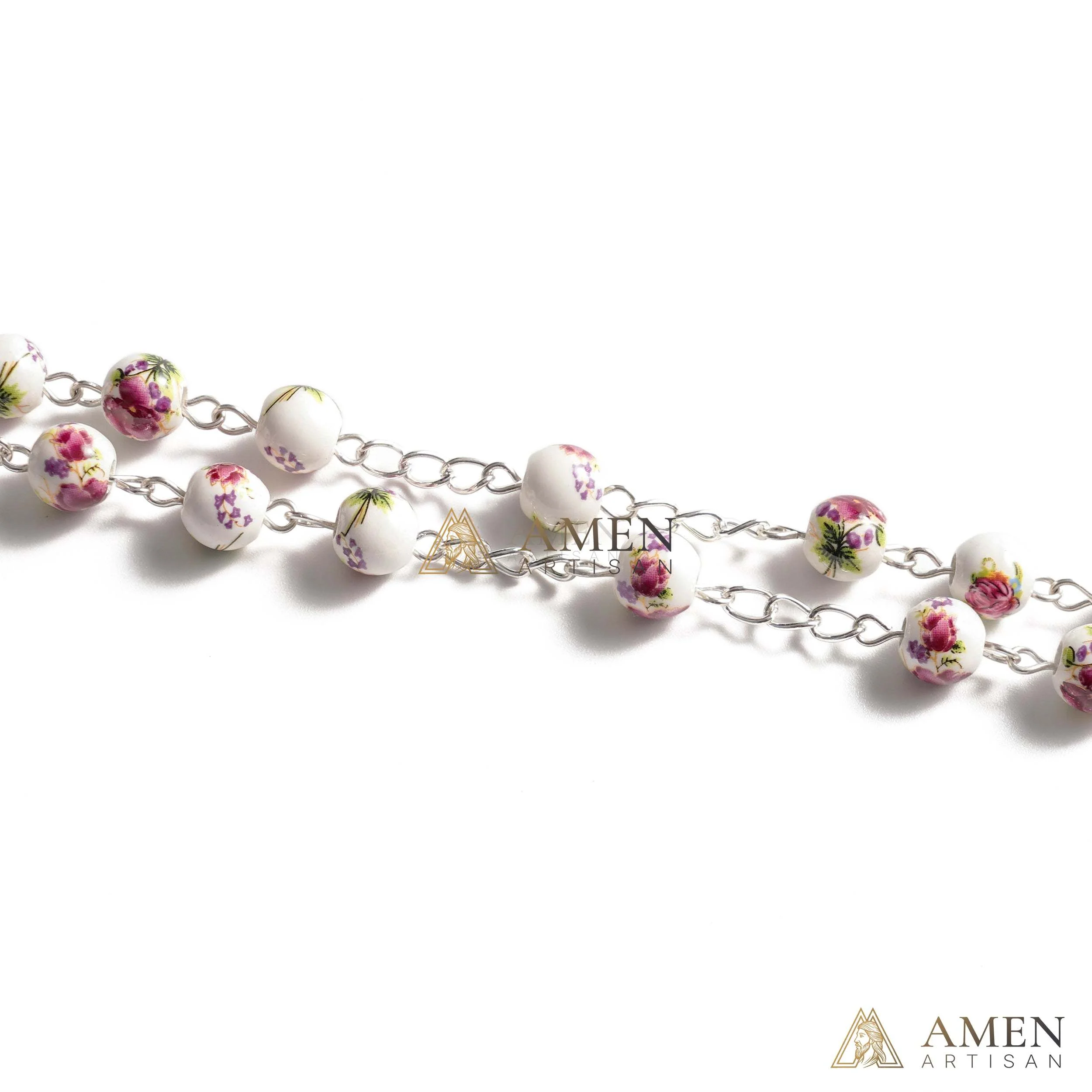 Pansy Ceramic Rosary Amen Artisan - Image 3