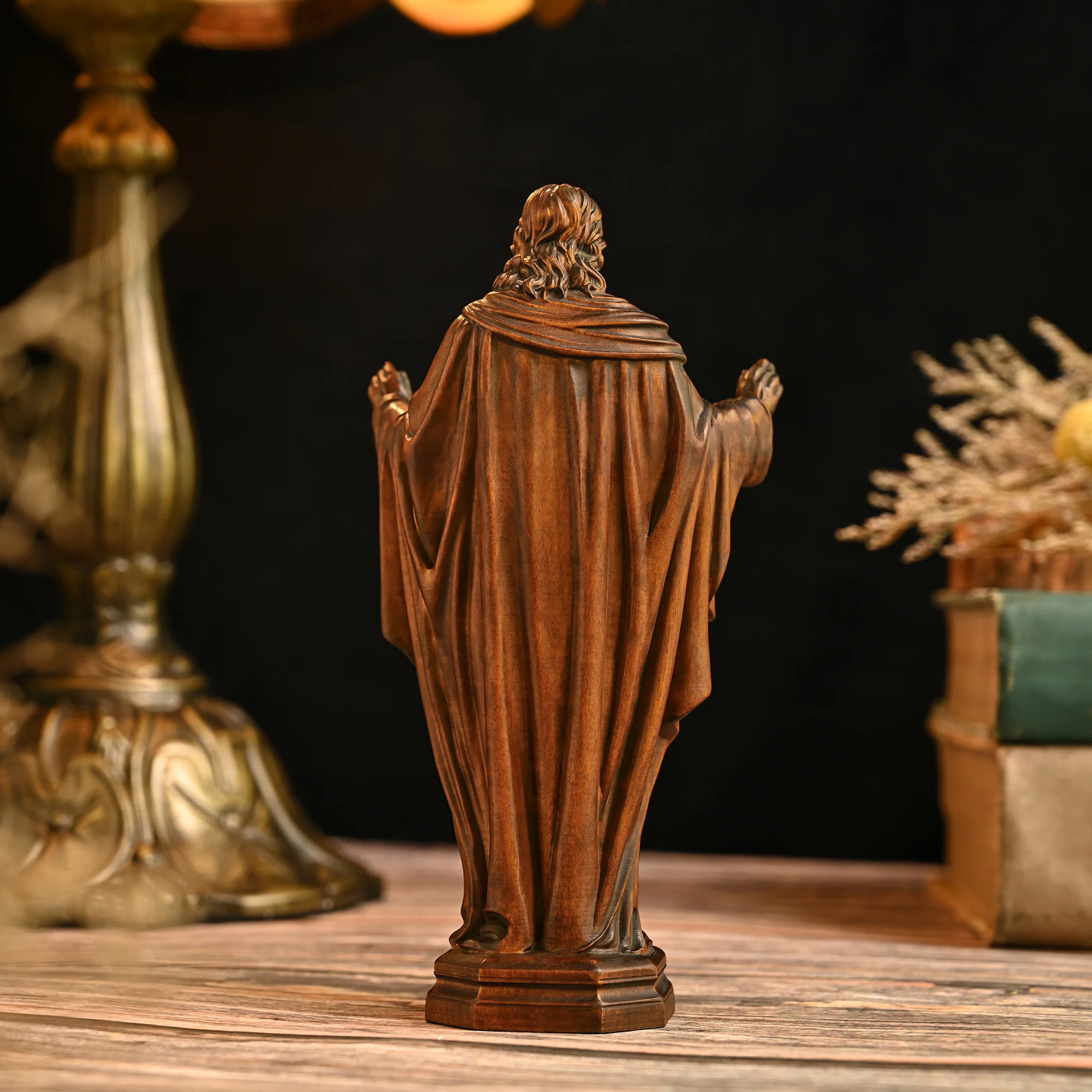 Sacred Heart of Jesus Wood Carved Figure Amen Artisan - Image 6