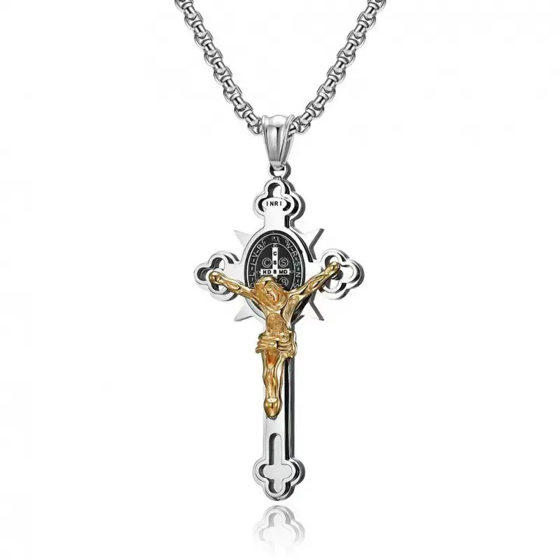 Saint Benedict Cross & Inscriptions Crucifix Necklace Amen Artisan - Image 5