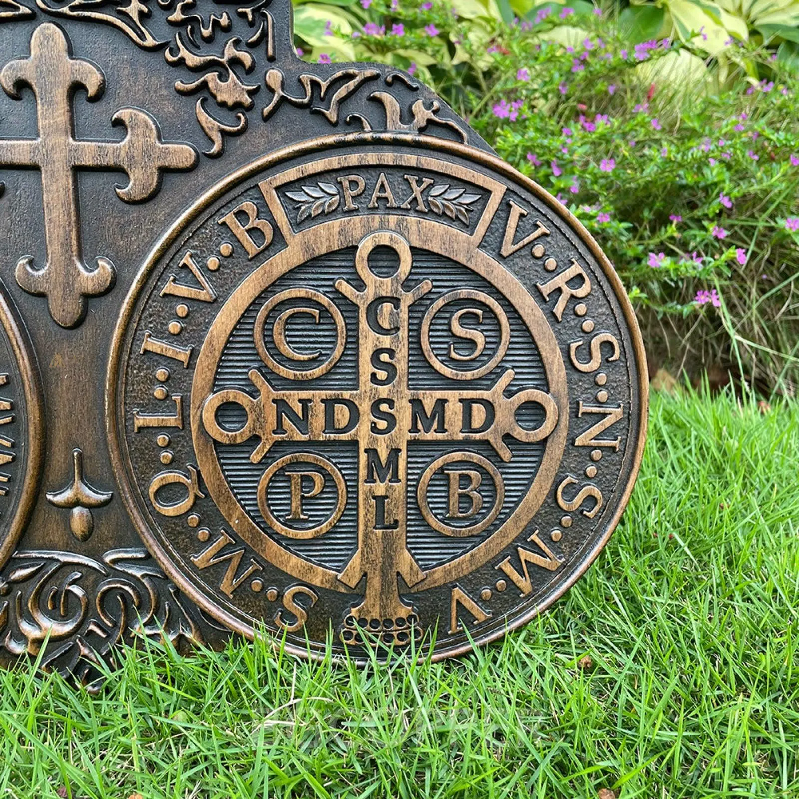 Saint Benedict Medal Wood Carving Amen Artisan - Image 7