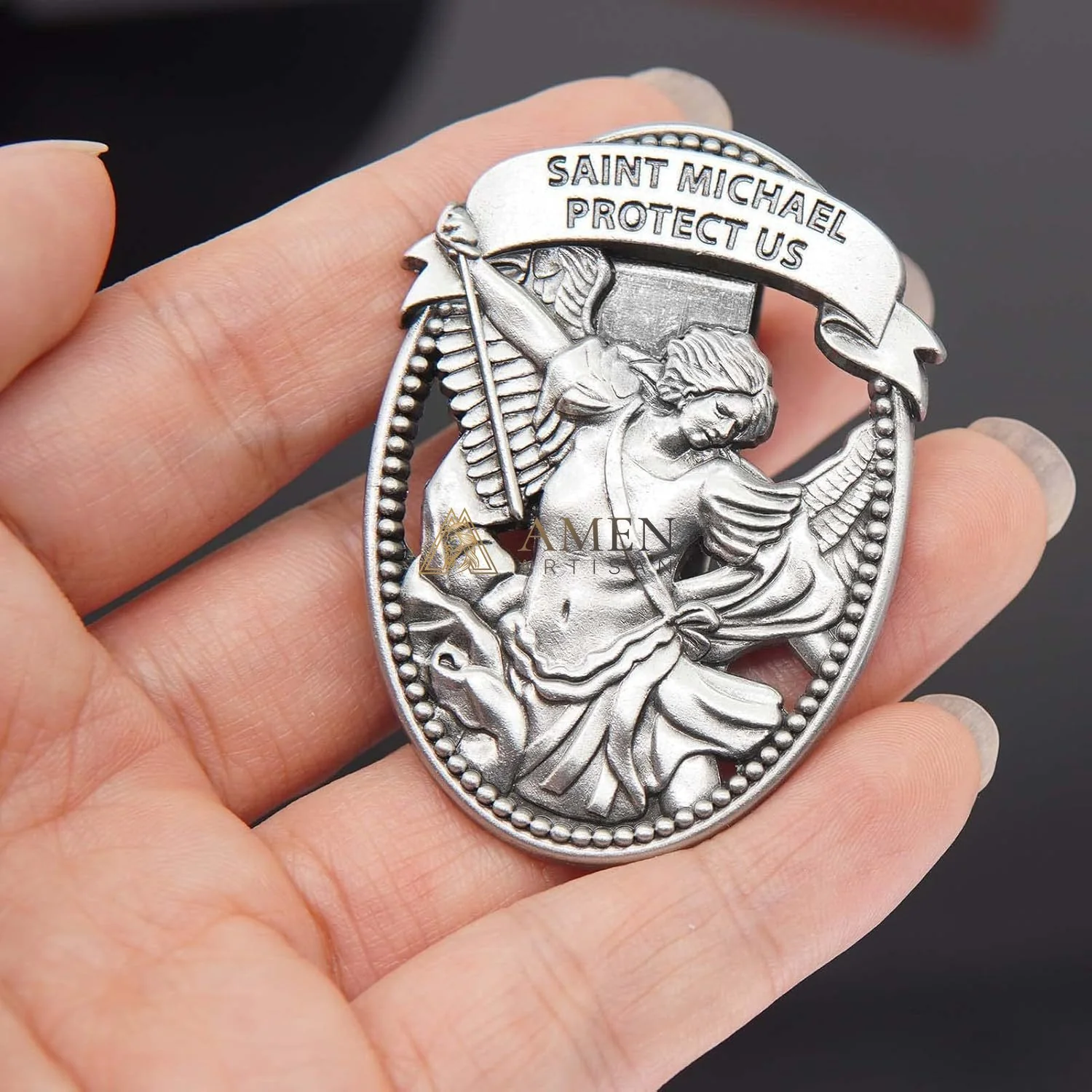 St Michael Medal Car Clip - Image 3